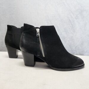 Vionic Ankle Boots Womens Size 8.5 Black Suede Leather Upright Sterling Bootie
